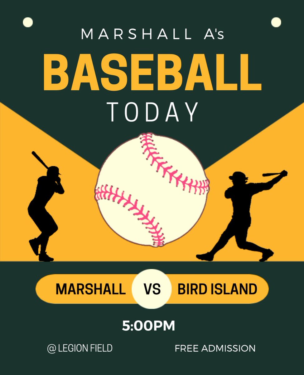 Another great night of weather and we have HOME baseball at Legion Field! The A’s host Bird Island at 5 pm. FREE admission. Baseball, a burger and beverages. What a night! #StraightAs