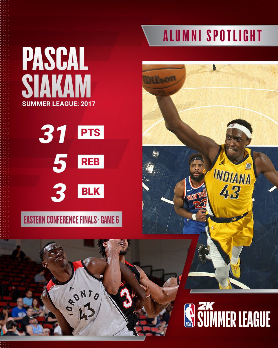 NBA Summer League alumnus Pascal Siakam is headed to the NBA Finals. 👏

After a dominant series against the Knicks, Siakam was named Eastern Conference Finals MVP—guiding the Pacers to their first Finals since 2000.
⁠
🗓️ Witness the future. July 10–20, Las Vegas.