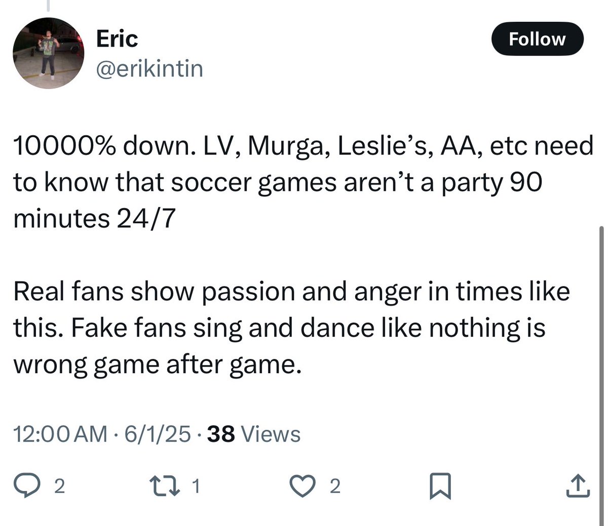 Austin FC fans turning on the SGs when things are bad is like clockwork.

Admin note: the only fan protest against a coach was done by LV members, the booing against El Paso? Done in the Supporter’s Section 🤷‍♂️