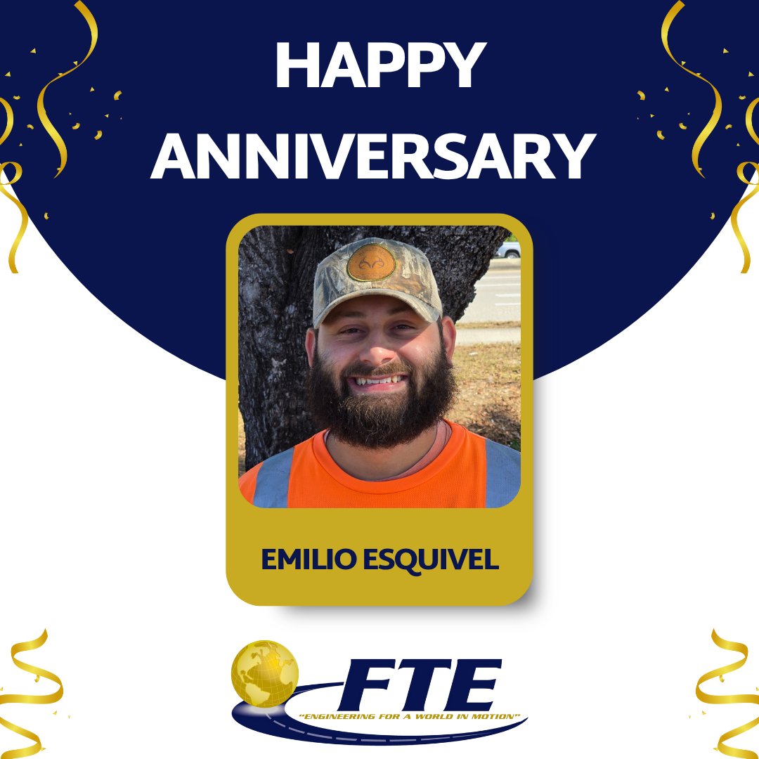 fteinc1989's tweet photo. 🎉 Happy Work Anniversary to Emilio Esquivel! 🎉

Celebrating 5 years of dedication since joining FTE on June 1, 2020. Thank you for your hard work and commitment!

#FTE #FTEFamily #EmployeeAnniversary https://t.co/Rq8obqtOb9