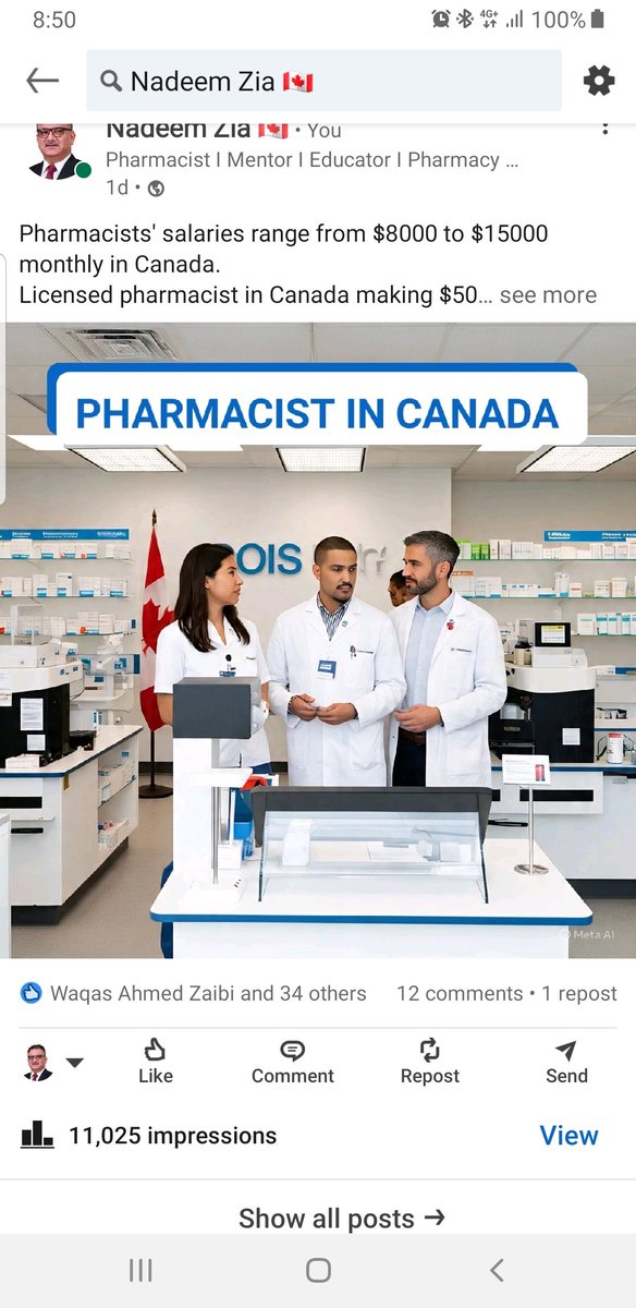 Pharmacists' salaries range $8000 to $15000 monthly.
Licensed pharmacist in Canada making $50 - $100 / hour. There are jobs available for pharmacists in Canada. 

#nadeemziarph #canada #Pharmacy #Pharmacist #jobs #salaries #license #IPGs 

IPG Post 4. 
Image by Meta AI
