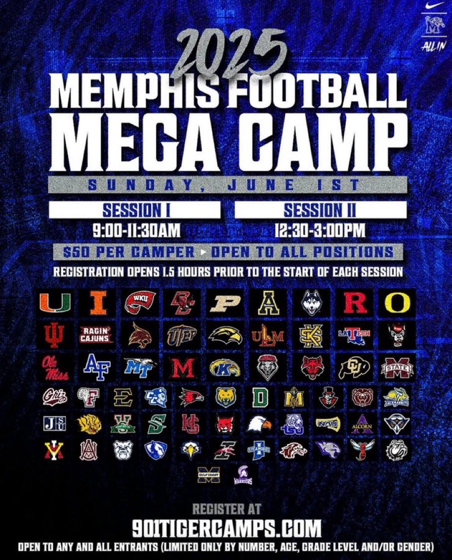 jaytwezze2's tweet image. I will Be attending Memphis Mega Camp Session 2 Today 🙏🏾
@COACHMAC515 @CoachLongmire88 @Coach_Mont_