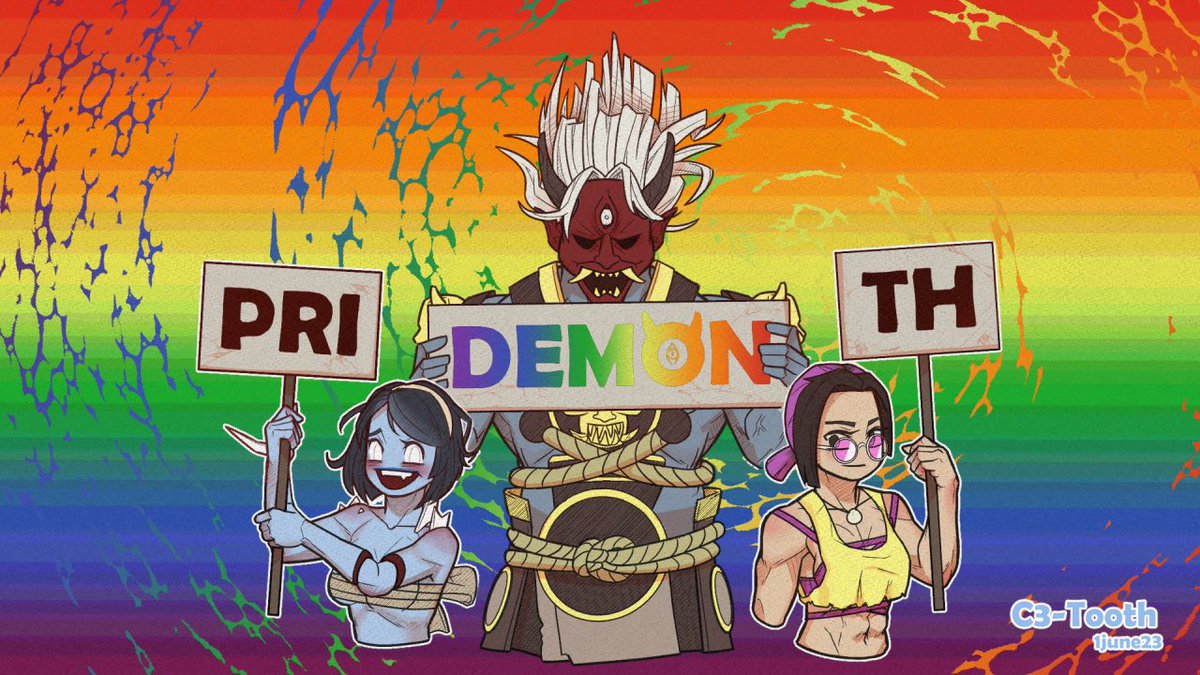 C3_laTooth's tweet image. Pri Demon Th (2023)
Grandpa doesnt know what he's holding, but he supports what Rin's doing.

dbd Yui Rin Oni