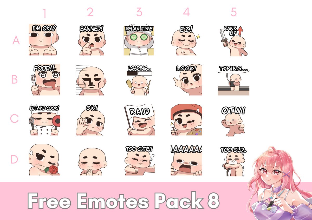 ✨Free Emotes!✨

Want a free emote of your OC? Just follow these simple rules:
- Like, Repost, and Follow
- Drop your OC in the replies
- Pick 1 emote that best fits your character!

Let’s have some fun! 😊
