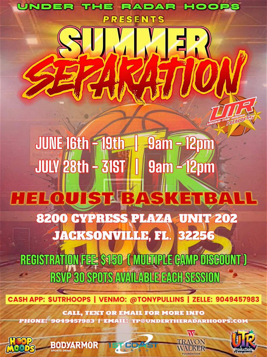 Good morning, Only doing 2 summer camps this year! 1 in June and 1 in July.

Please RSVP only 30 spots available