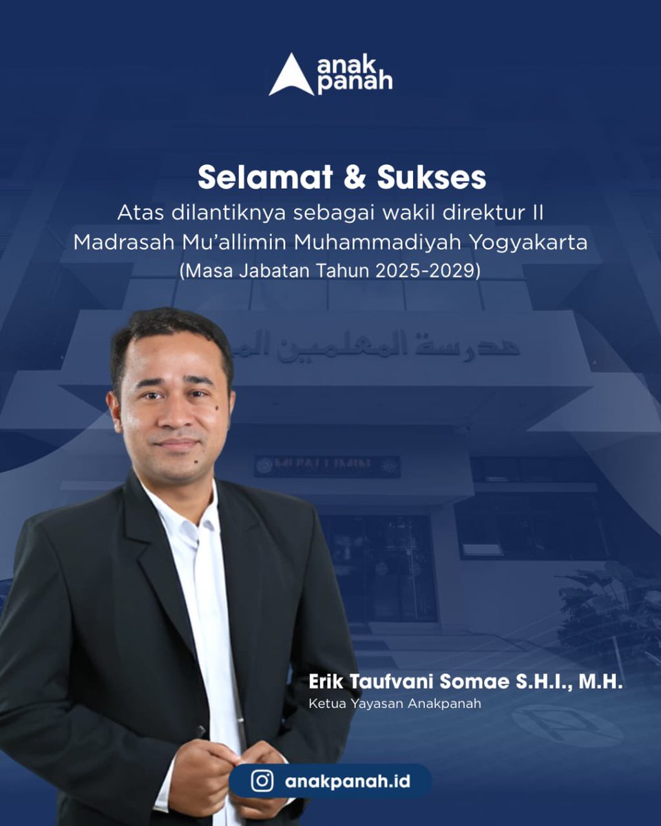 Selamat juga untuk Kandidat Doktor <a href="/UINSK/">UIN Sunan Kalijaga</a> Kak Erik Tauvani yang diamanahi sebagai wakil direktur Muallimin. Saatnya <a href="/Muallimin/">Madrasah Mu'allimin</a> dipimpin oleh para cendekiawan muda.