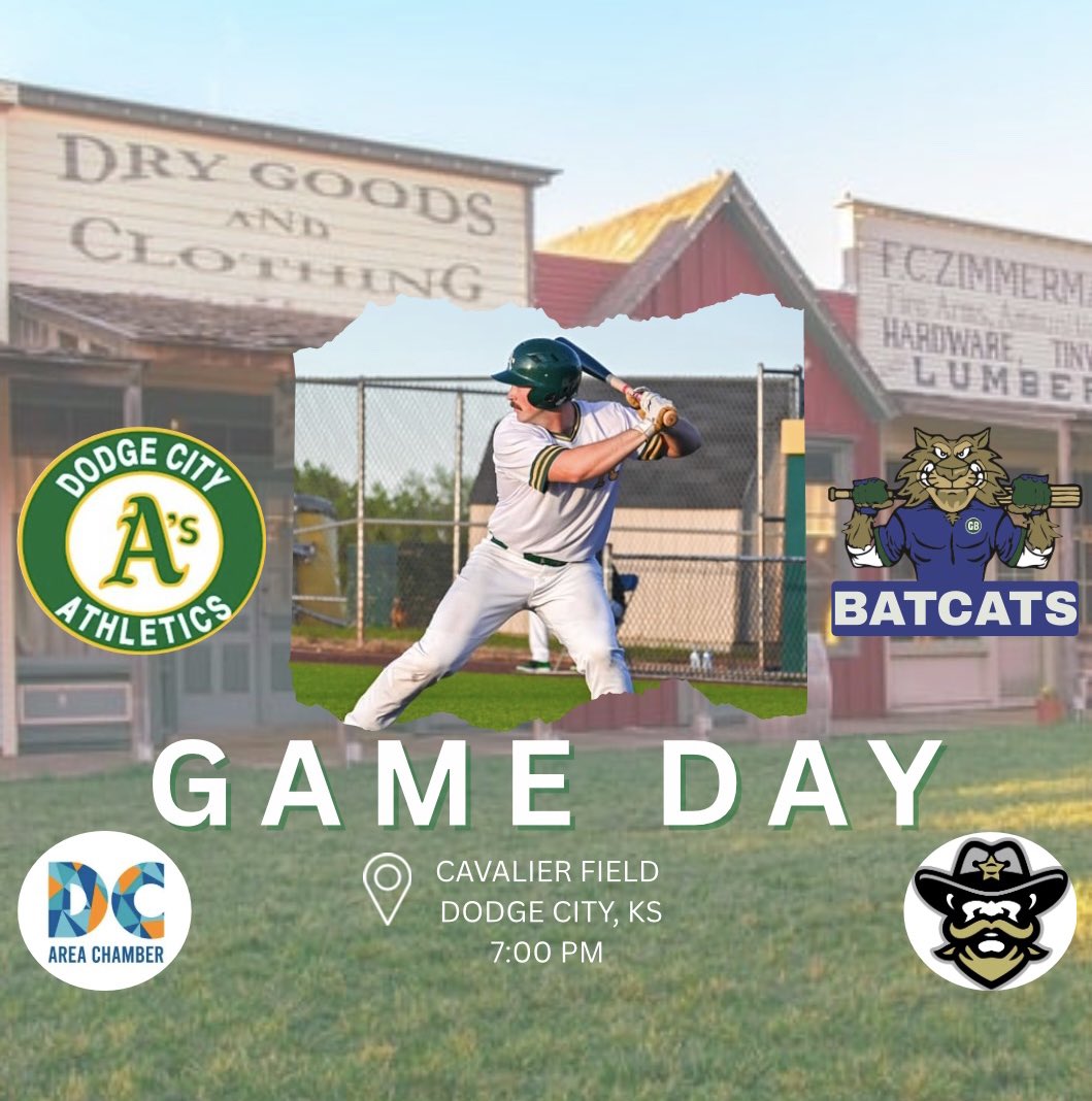 Tonight’s the night! Your Dodge City A’s open up at home coming off opening nights victory. 

We will also unveil our new City Connect uniforms. Tonight as well as every Sunday night you can see the Dodge City A’s as the Boot Hill Lawmen. As well as Miss Kitty from the Boot Hill