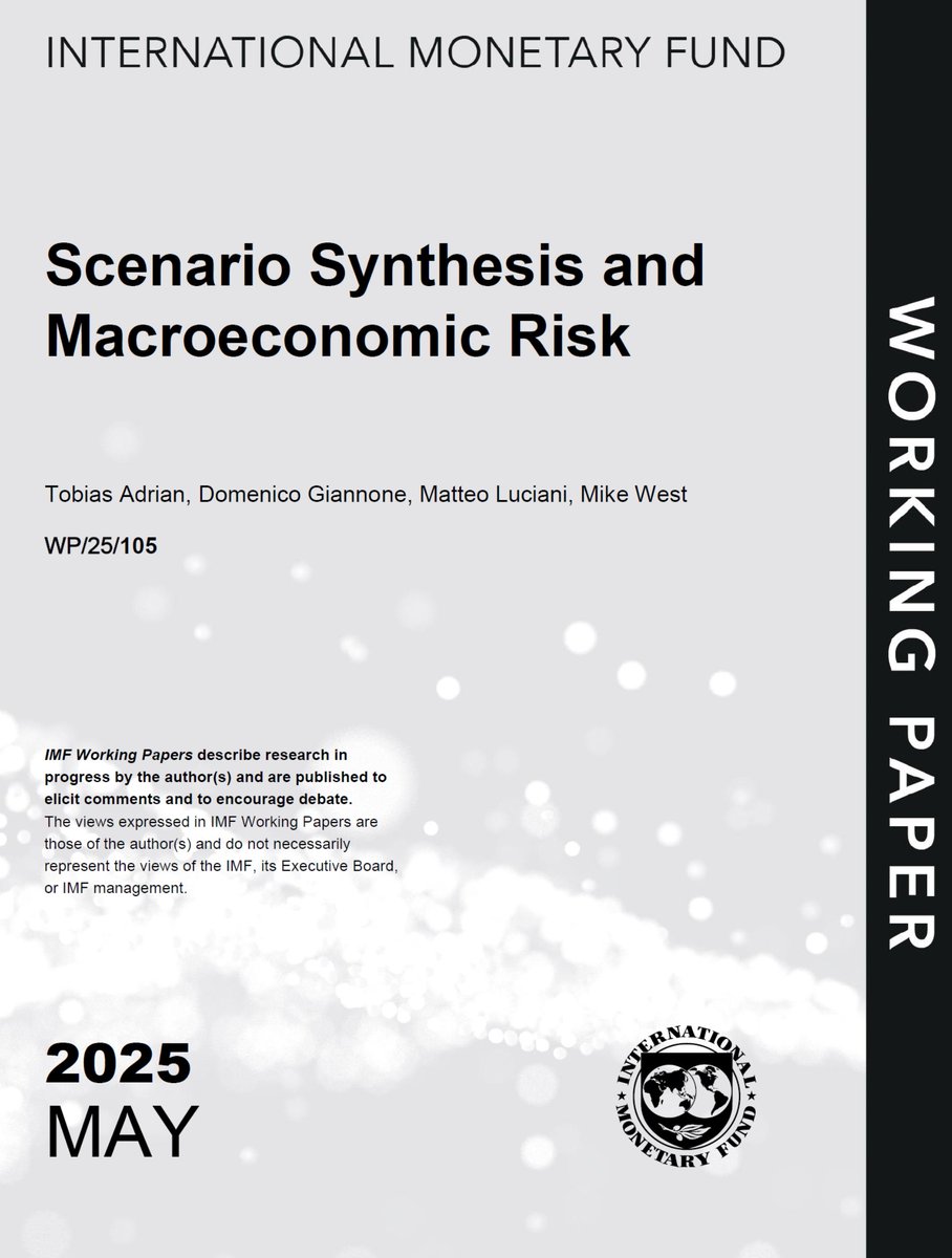 Wow, super interesting!

"Scenario Synthesis and Macroeconomic Risk" by Tobias Adrian, Domenico Giannone, Matteo Luciani, and Mike West.

"We develop methodology to bridge scenario analysis and risk forecasting, leveraging their respective strengths in policy settings. The