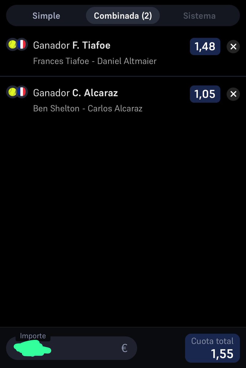 Pronosticosmgg's tweet photo. VAMOS QUE EN NADA EMPIEZA EL PARTIDO DE @carlosalcaraz EN EL DÍA DE HOY DE #RolandGarros PARA NUESTRA APUESTA.

🍀STAKE 8 
📈1,55

#RolandGarros25 
Muchos picks como este en:
https://t.co/E2eDlLZk9h https://t.co/aFA7DwNH9v