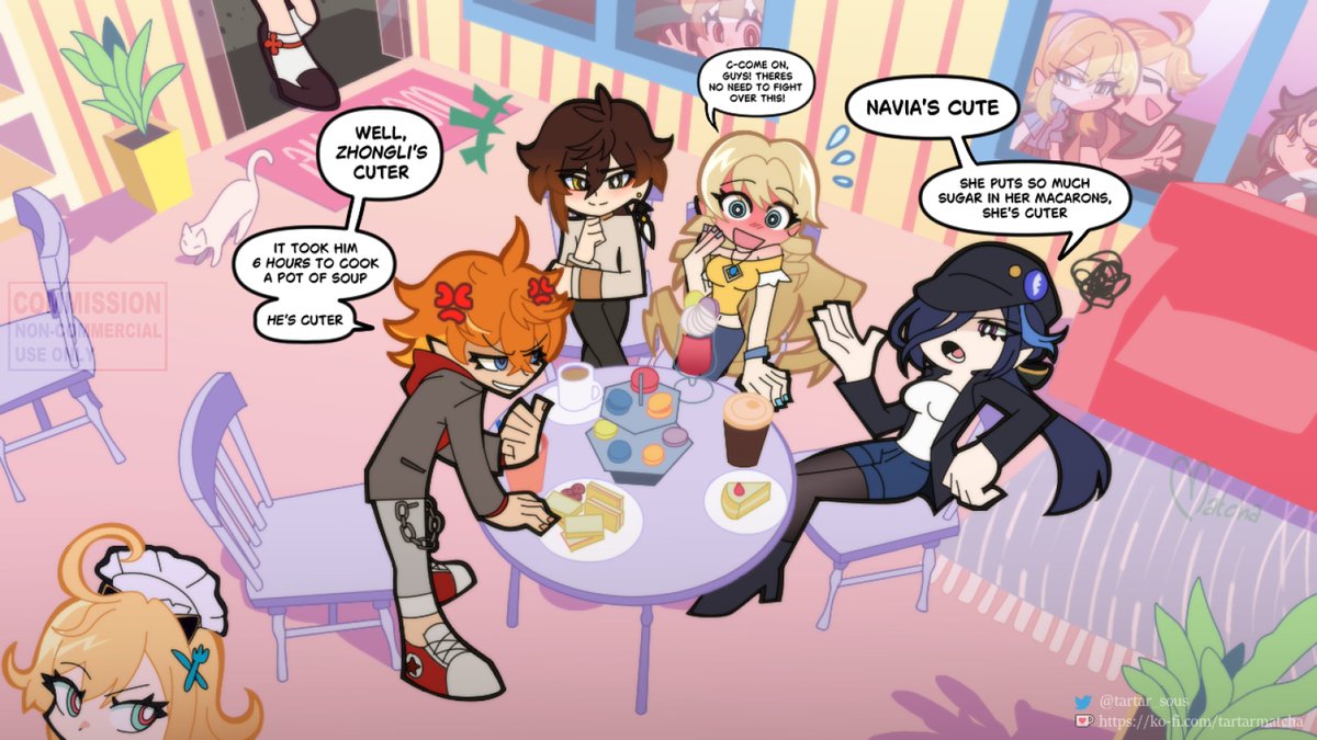 heated debate over coffee.☕🍰
#tartali #clorivia 
~🍵