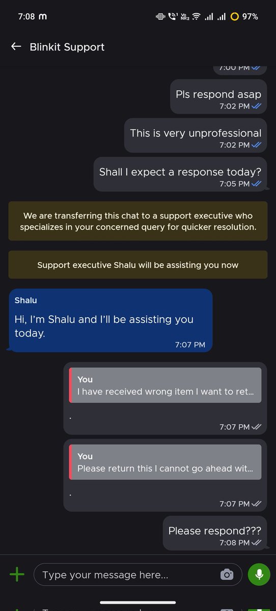 nihariccka's tweet photo. @letsblinkit this is very very very disappointing, i received a wrong order, contacted with support regarding it and this all fuss got created but your support executives refrained from replying??? professionalism??? https://t.co/wB2drBLVYC
