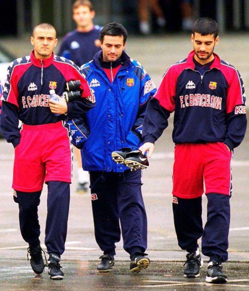 This picture is doing the rounds as all three men have won trebles as managers, with Luis Enrique doing it for the second time last night with PSG.

In this picture, they’re about to start training under Barcelona manager Sir Bobby Robson.

His influence is unmatched.