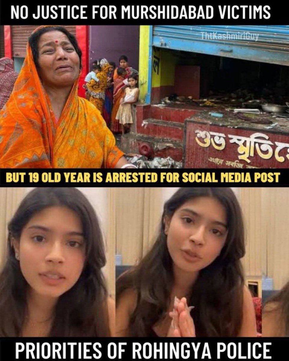 SettlementTV's tweet photo. She had even apologized for her post, yet the Bengal police arrested the girl at night.

What kind of justice system is this in India?

The Hindu girl who apologized is in jail and the terrorist is outside the jail.
#ReleaseSharmistha 
#ShameOnKolkataPolice 
#ReleaseSharmistha https://t.co/dUkcWDLwvi