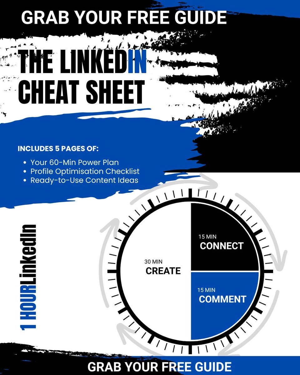 FREE LinkedIn Cheat Sheet to make 1 hour on LinkedIn count! 🚀

✔️ 60-Min Power Plan
✔️ Profile Optimisation
✔️ Content Ideas

VA Client Attraction starts here! 
#LinkedInTips #VirtualAssistant #GrowYourBiz

🔗 courses.virtualprecision.co.uk/the-linkedin-c…