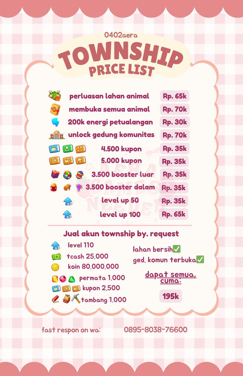 aera𝜗𝜚 - jual tcash township tweet media