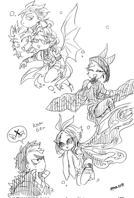 遅刻しまくってる6周年おめでとうのやつ、KOМだいすきだいすき(※怪獣擬人化) 