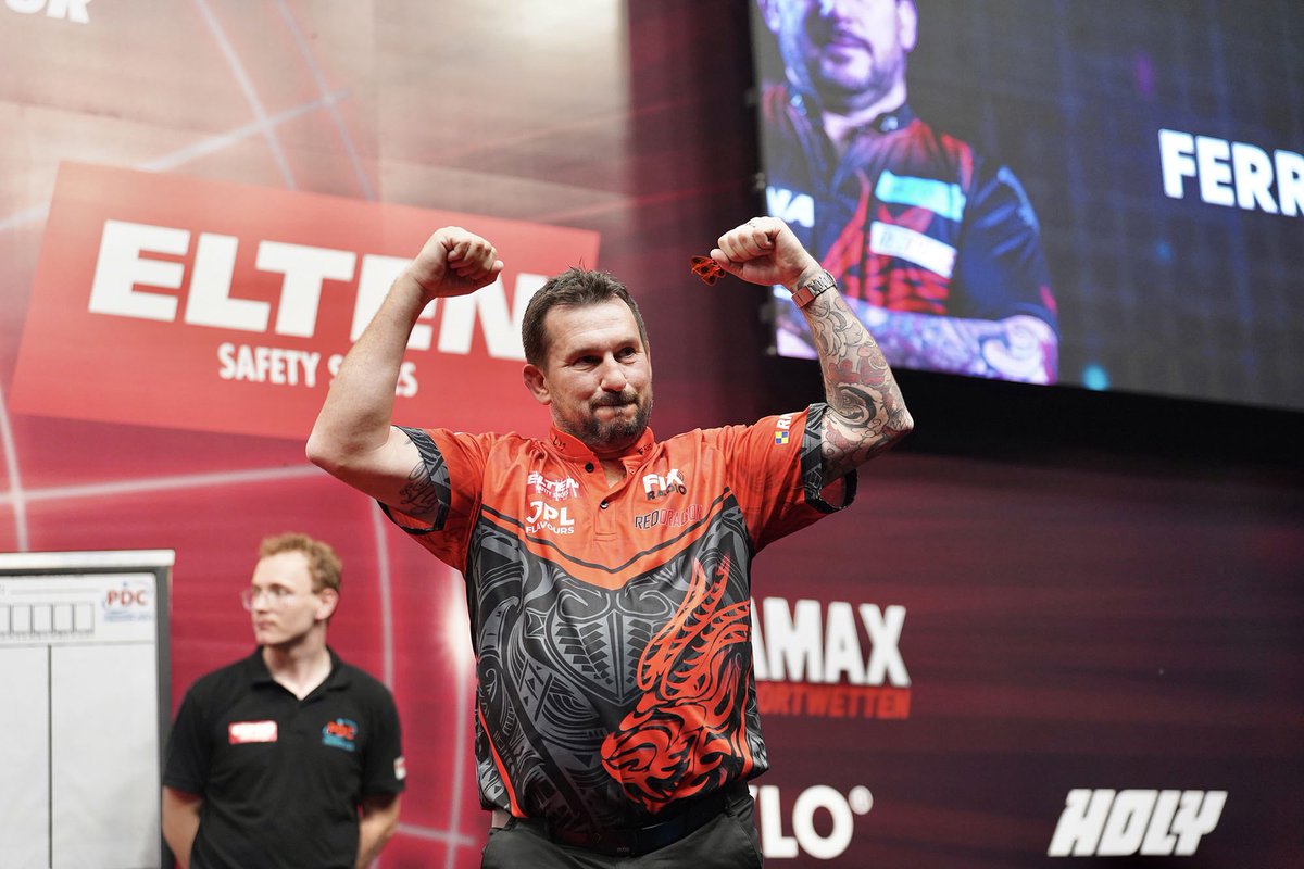 Darts Cymru (@dartscymru) on Twitter photo ๐๐๐๐๐๐๐๐ ๐๐๐๐: ๐๐๐๐ ๐๐ ๐๐๐๐๐๐
The Ferret's bid for back-to-back European Tour titles continues as he demolishes Mike De Decker 6-0.
Itโs another solid display - 98 average & 43% on the outer ring.
Itโs Menzies up next for him in the Quarters tonight. ๐๐๐๐๐๐๐๐ ๐๐๐๐: ๐๐๐๐ ๐๐ ๐๐๐๐๐๐
The Ferret's bid for back-to-back European Tour titles continues as he demolishes Mike De Decker 6-0.
Itโs another solid display - 98 average & 43% on the outer ring.
Itโs Menzies up next for him in the Quarters tonight.