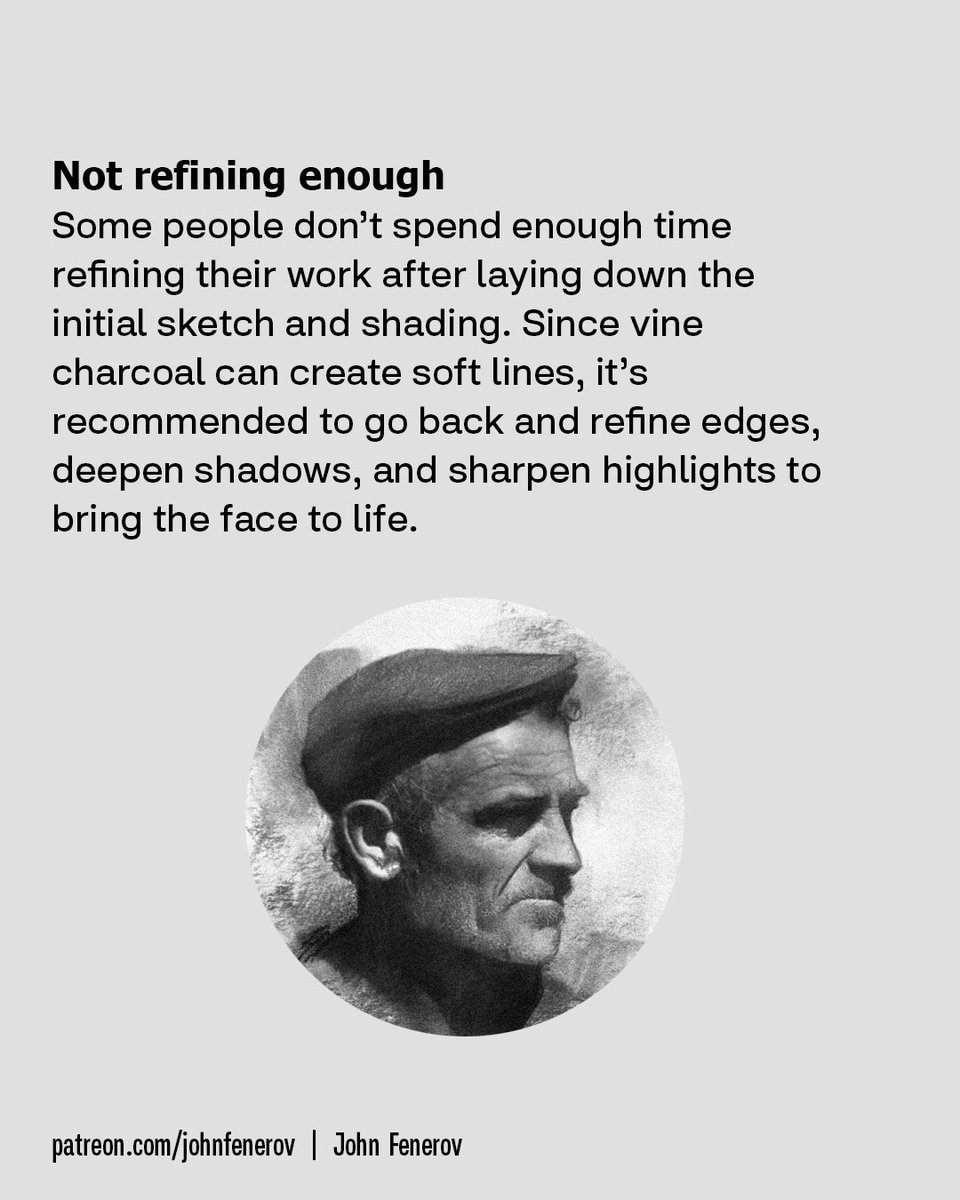 johnfenerov's tweet image. 👉 6 mistakes working with vine charcoal. I see it all the time from everybody. Read the rest of 12 mistakes posted on Patreon today #charcoaldrawing #charcoal #learntodraw #draw