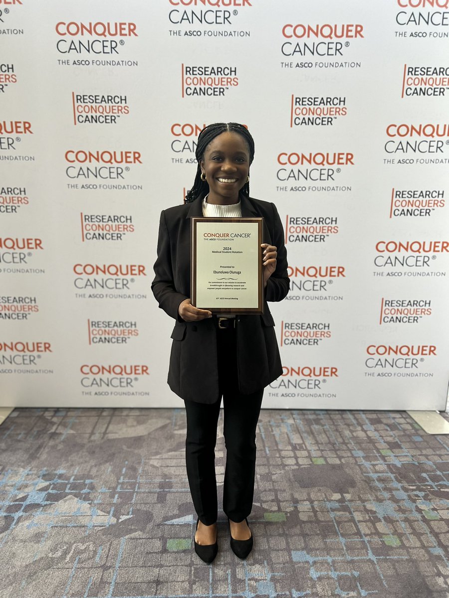 Ebun Olunuga (@ebun_olunuga) on Twitter photo So honored to have been a recipient of the <a href="/ConquerCancerFd/">Conquer Cancer, the ASCO Foundation</a> Medical Student Rotation Award! Grateful for the support for my oncology research this past year and for the chance to connect with fellow scholars in the field at #ASCO25 So honored to have been a recipient of the <a href="/ConquerCancerFd/">Conquer Cancer, the ASCO Foundation</a> Medical Student Rotation Award! Grateful for the support for my oncology research this past year and for the chance to connect with fellow scholars in the field at #ASCO25