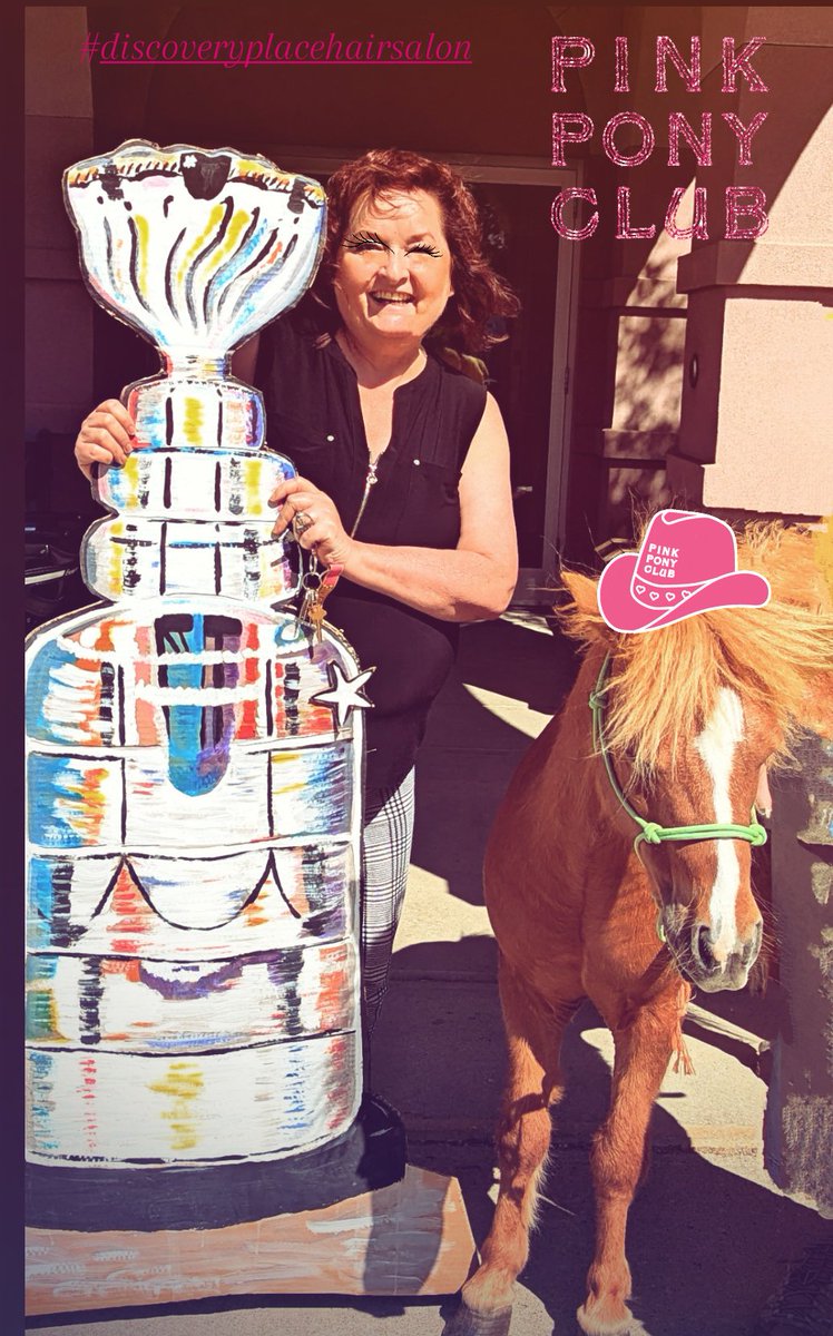 LKeindel's tweet image. I believe that if the @EdmontonOilers win the #StanleyCup, there will be a sign! A mini pink #horsemanoftheappocolyps. Discovery Place Hair Salon in #DevonAlberta. @GlobalEdmonton #agood4. 🍁 #seniorshome