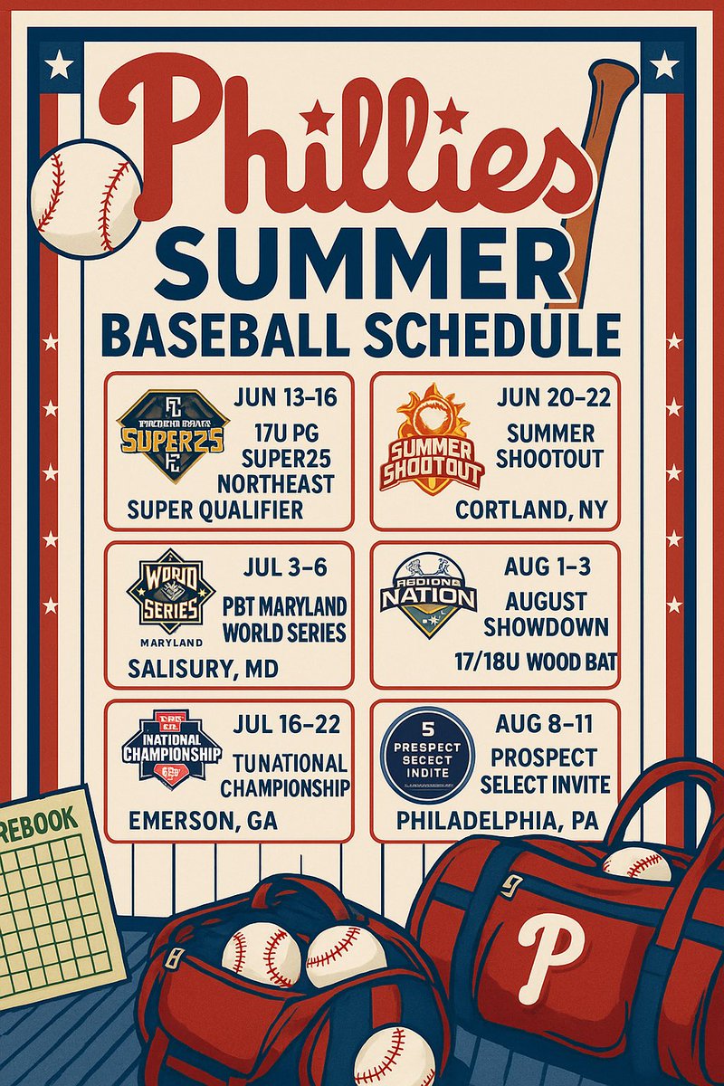 FTB Phillies Scout DB9 2026 (@ftb_philliesdb9) on Twitter photo Our 2026 teams summer schedule. Get your 🍿ready for this 🎥!! #RingTheBell
<a href="/domonic9brown/">domonic brown</a> <a href="/IamJohnD2/">John DeBrigida</a> <a href="/brendanjordan14/">Brendan Jordan</a> Our 2026 teams summer schedule. Get your 🍿ready for this 🎥!! #RingTheBell
<a href="/domonic9brown/">domonic brown</a> <a href="/IamJohnD2/">John DeBrigida</a> <a href="/brendanjordan14/">Brendan Jordan</a>