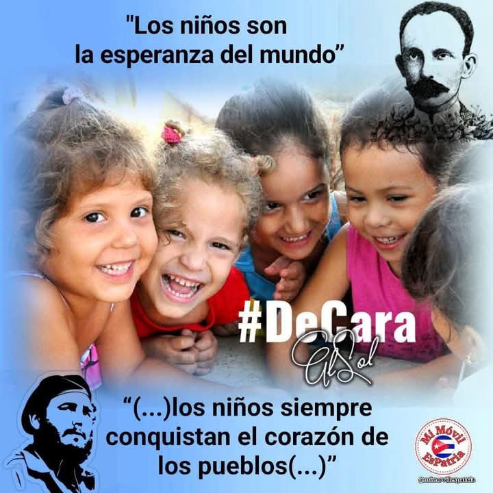 Feliz día para nuestras niñas y niños, ustedes son nuestra razón, por los que luchamos cada día por un futuro mejor. <a href="/AlexisLorente74/">Alexis Lorente Jiménez</a> , <a href="/DeivyPrezMartn1/">Deivy Pérez Martín</a>,  <a href="/DiazCanelB/">Miguel Díaz-Canel Bermúdez</a> , <a href="/DrRobertoMOjeda/">Dr. Roberto Morales Ojeda</a> ,<a href="/naimatrujillob/">Naima Ariatne Trujillo Barreto</a>, #SanctiSpíritusEnMarcha