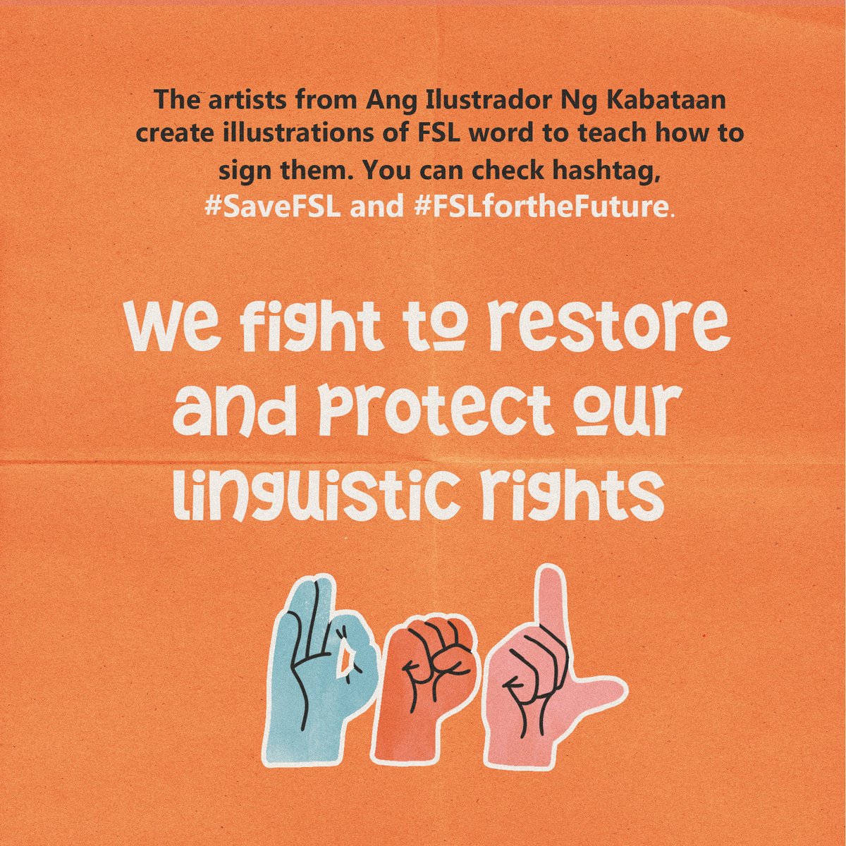 Have you received pasalubong from someone who return home from a vacation? That's how you sign it in FSL!

Join our campaign called "FSL for the Future" with Ang Ilustrador Ng Kabataan as we urgently call for your support in opposing the amended RA 12199.