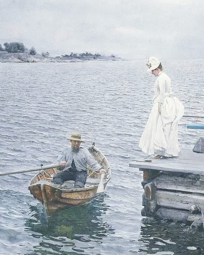 Esta no es una fotografía, es una pintura de acuarela llamada Sommarnöje (Placer de verano), realizada en 1886 por Anders Zorn, pintor impresionista, escultor y grabador sueco. Se vendió en 2010 por la cantidad de 3.35 millones de dólares.