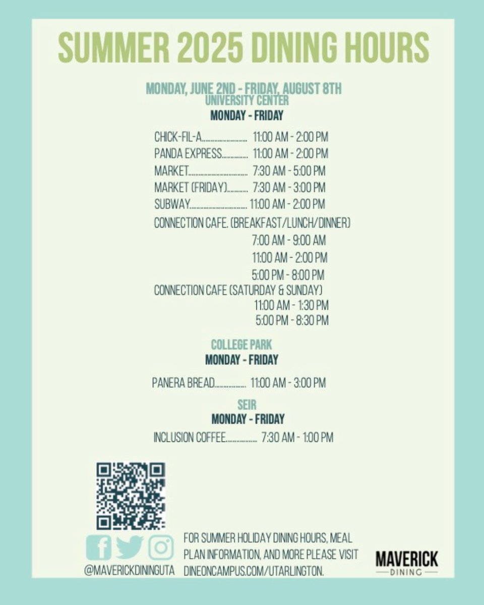 Tomorrow kicks off our Summer Dining Hours! Come beat the heat with your favorite bites all season long. See you guys back on campus this week🍴🌴 #SummerEats #NowServing