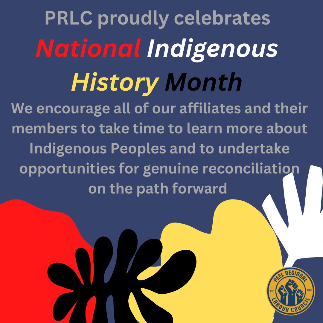 🧡 This #IndigenousHistoryMonth PRLC honours the history, cultures &amp; contributions of First Nations, Inuit &amp; Métis peoples across Turtle Island. We recog that justice for workers includes truth, reconciliation, &amp; decolonization. Unions stand in solidarity for equity &amp; respect.