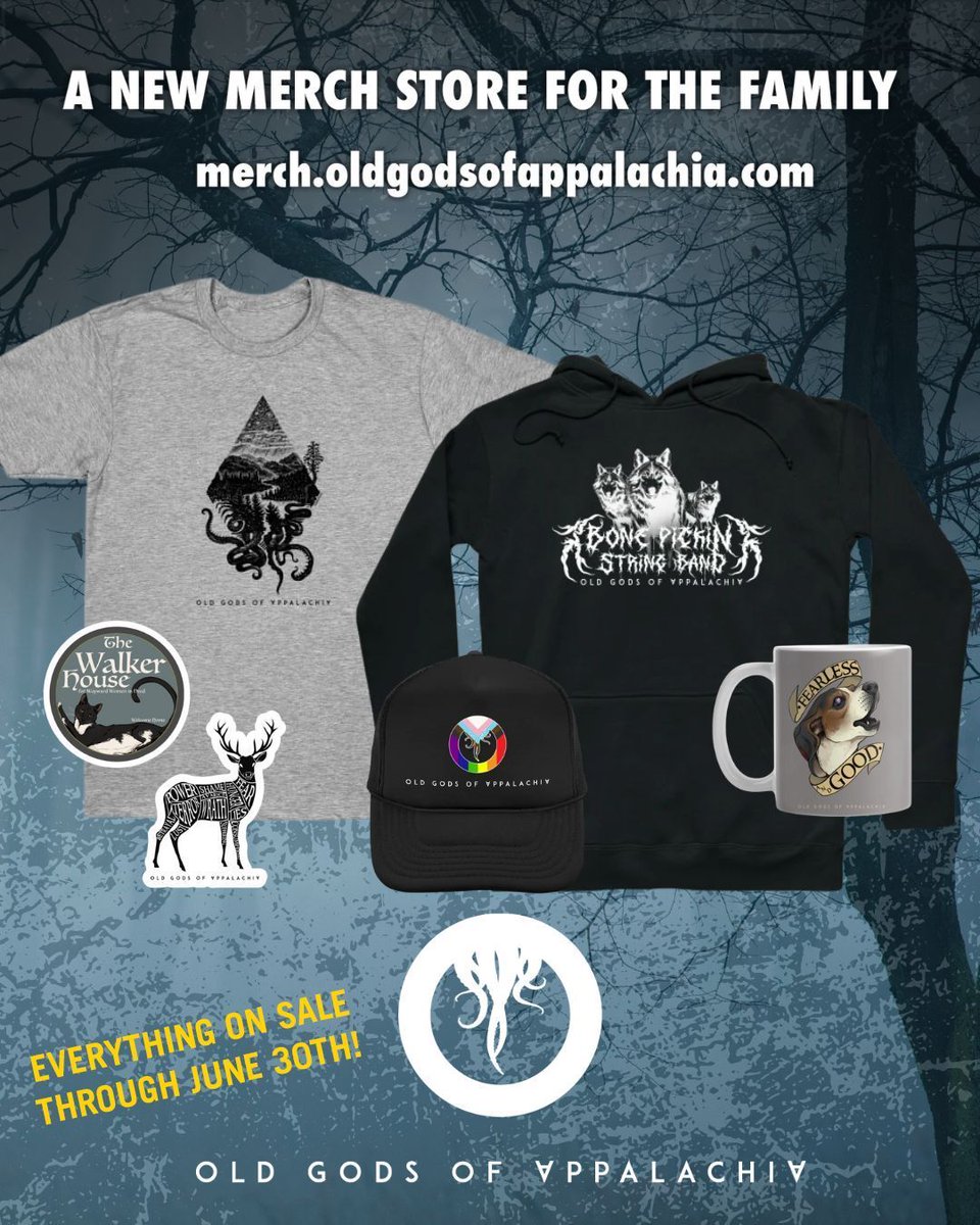 oldgodspod's tweet image. Family, many of you have expressed disappointment that our new merch store doesn't feature the classic designs you love. We heard you, and we found a solution! You can now find those designs at merch.oldgodsofappalachia.com.