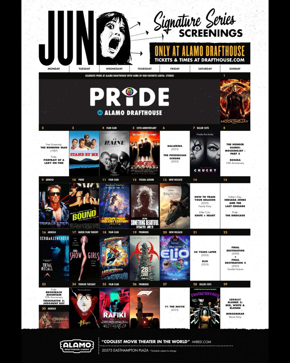 AlamoDC's tweet photo. Here’s what’s on the calendar this June at #AlamoDC.

Slide 1 - Ashburn
Slide 2 - Woodbridge
Slide 3 - DC Bryant Street
Slide 4 - Crystal City

What are you most excited about? Reply below! 👇 https://t.co/ZQ8hAftAfO