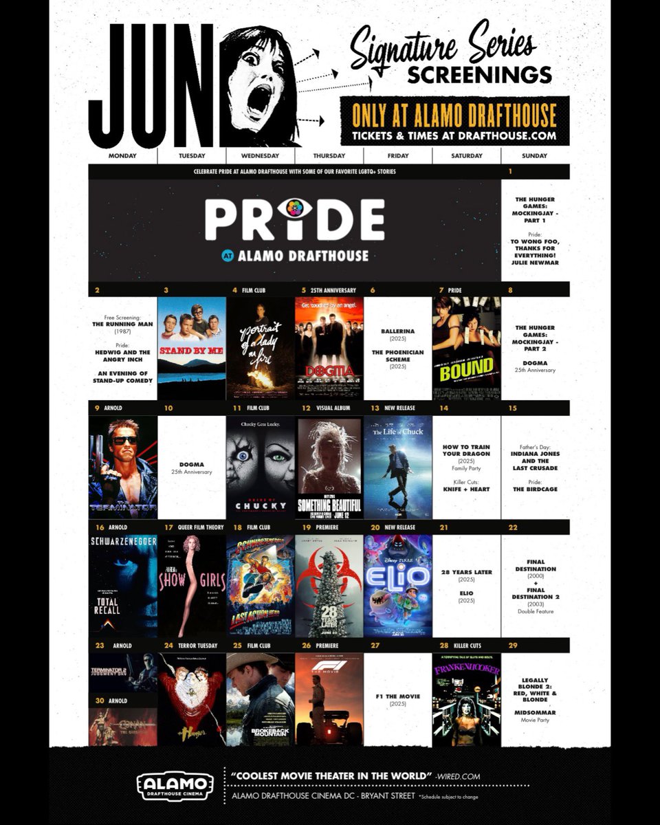 AlamoDC's tweet photo. Here’s what’s on the calendar this June at #AlamoDC.

Slide 1 - Ashburn
Slide 2 - Woodbridge
Slide 3 - DC Bryant Street
Slide 4 - Crystal City

What are you most excited about? Reply below! 👇 https://t.co/ZQ8hAftAfO
