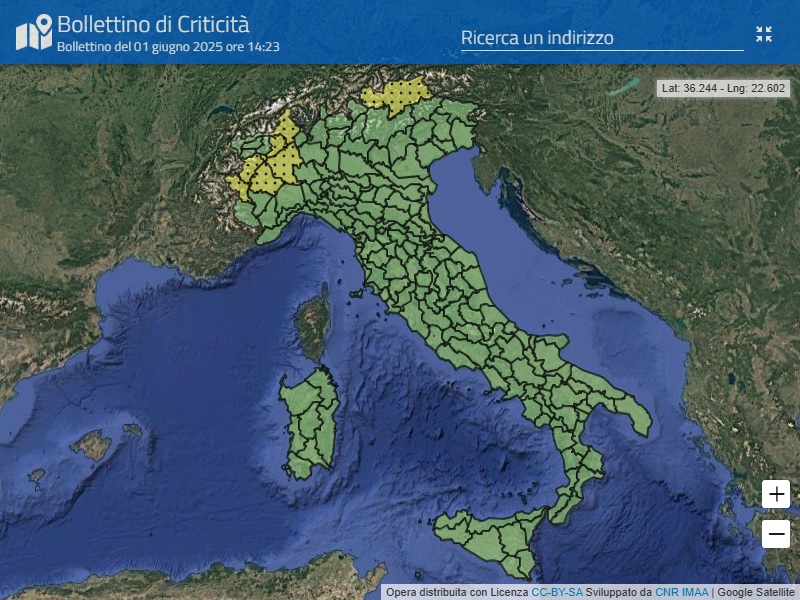 📅 Lunedì #2giugno
🔔🟡 #AllertaGIALLA meteo-idro su gran parte del Piemonte e sulla Provincia Autonoma di Bolzano.
🔎 Consulta il bollettino nazionale per conoscere il livello e le zone di allerta del territorio 👉 bit.ly/AllertaMeteoId…
#protezionecivile