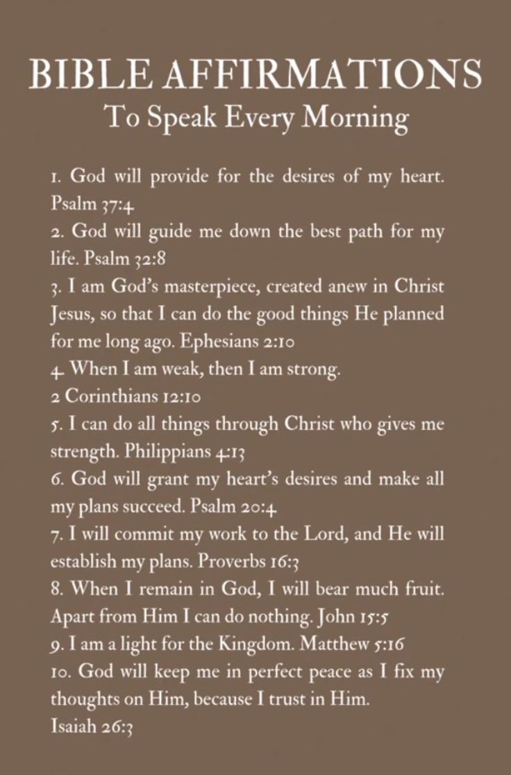 Bible affirmations to speak every morning
