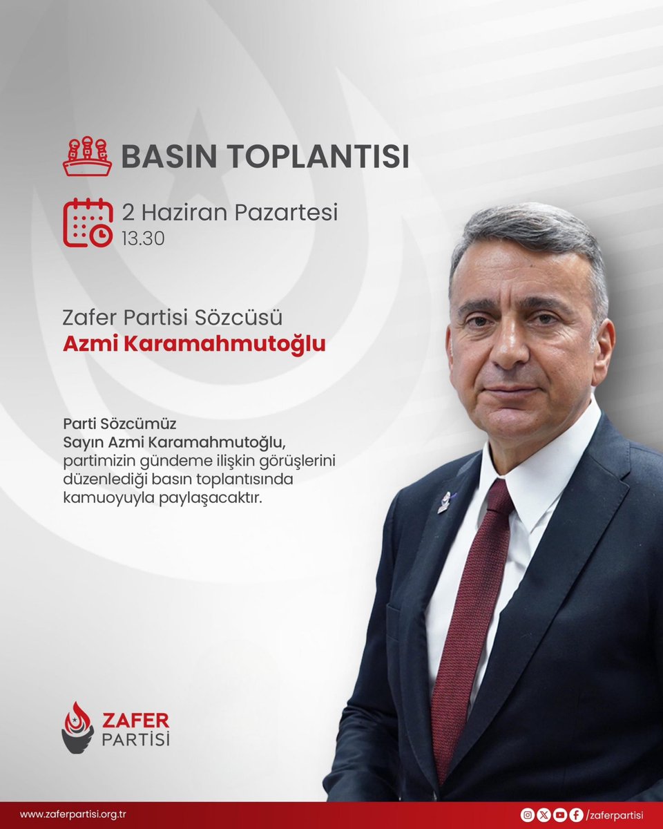 Parti Sözcümüz Sayın Azmi Karamahmutoğlu, partimizin gündeme ilişkin görüşlerini düzenleyeceği basın toplantısında kamuoyuyla paylaşacaktır.