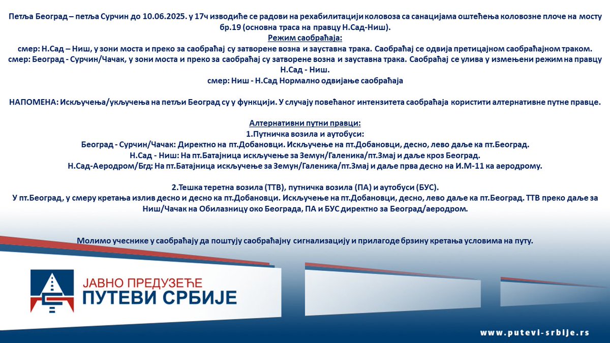 putevisrbije's tweet image. #radovinaputu #stanjenaputevima #beograd #petljaBeograd #Surčin #Dobanovci