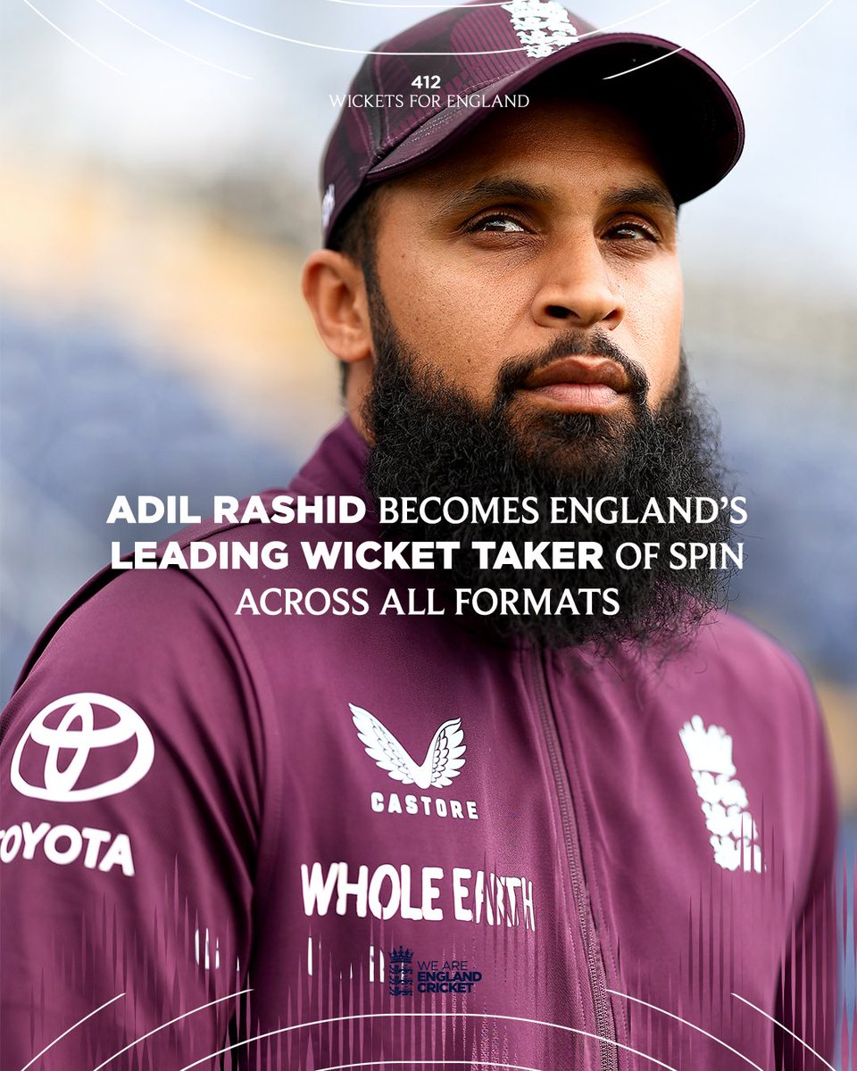 England’s leading wicket-takers of spin across all formats:

1 - Adil Rashid (412)
2 - Graeme Swann (410)

Some player 👏