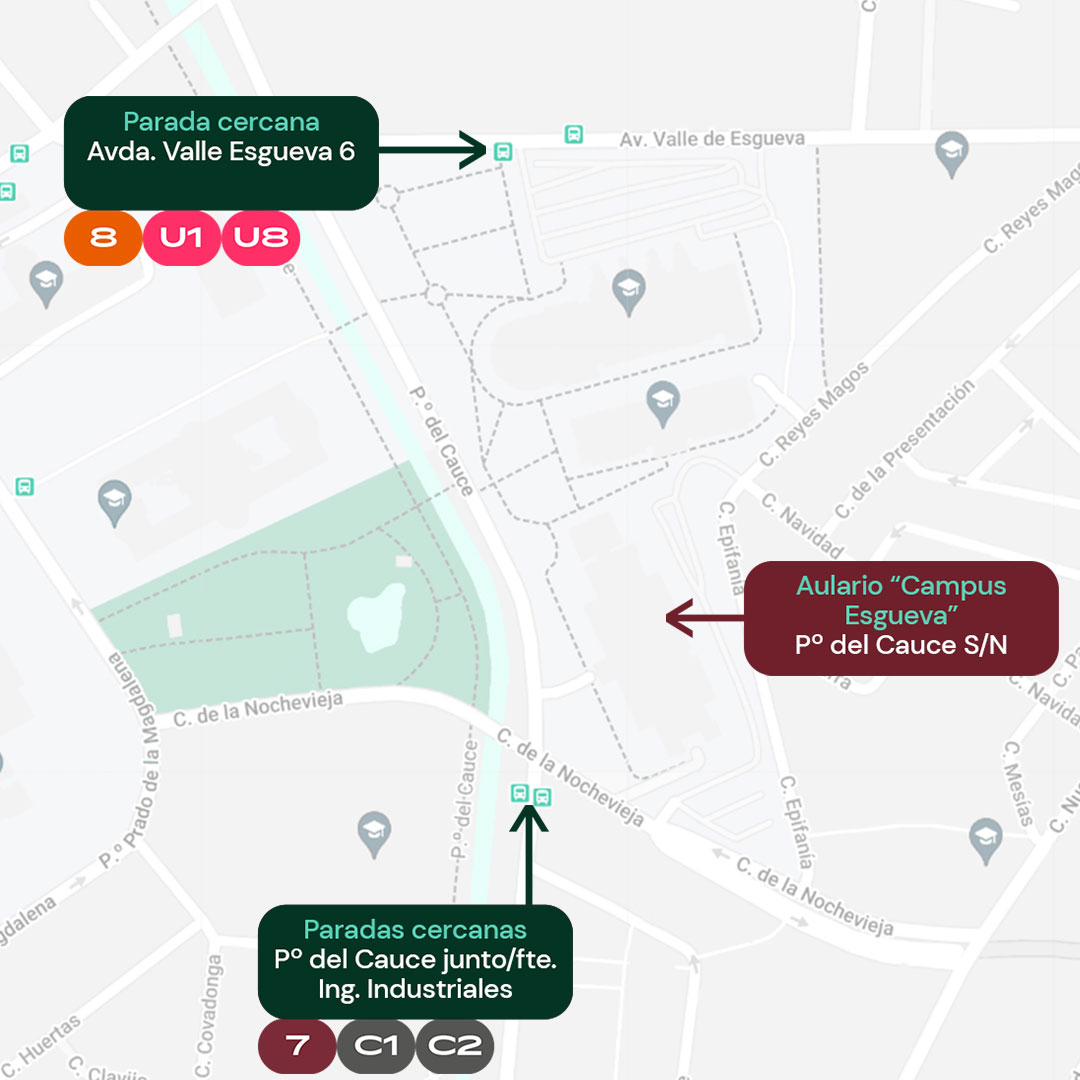 AUVASA (@auvasavll) on Twitter photo 🏫 Sedes 01 y 02: Aulario "Campus Esgueva" - Pº del Cauce S/N
🚍 Líneas cercanas: 7, 8, C1, C2, U1 y U8
🚏 Paradas cercanas: Pº Cauce junto/frente Industriales y Avda. Valle Esgueva 6. 🏫 Sedes 01 y 02: Aulario "Campus Esgueva" - Pº del Cauce S/N
🚍 Líneas cercanas: 7, 8, C1, C2, U1 y U8
🚏 Paradas cercanas: Pº Cauce junto/frente Industriales y Avda. Valle Esgueva 6.