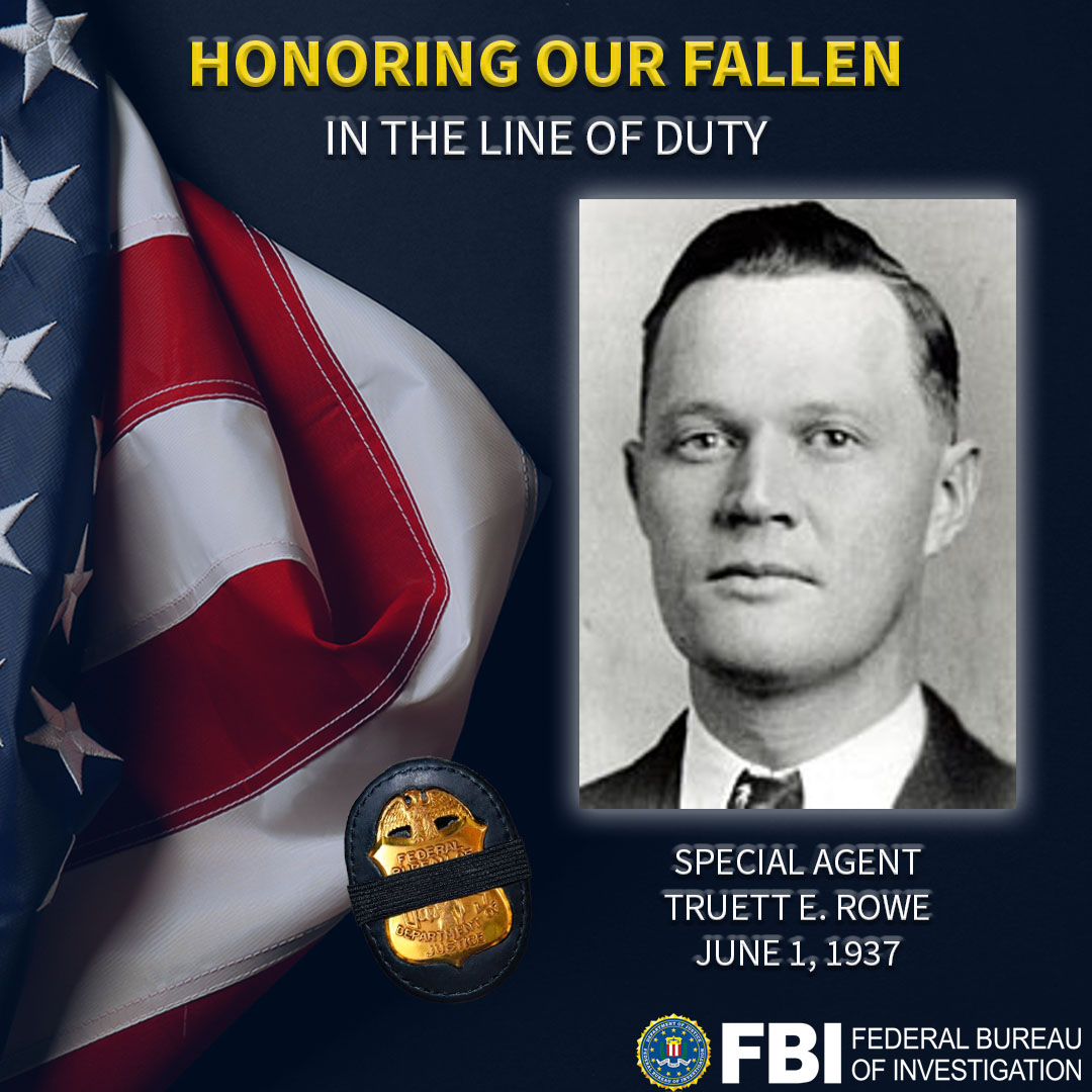 FBIElPaso's tweet image. The #FBI honors #FBIEP Special Agent Truett E. Rowe, who was shot and killed in Gallup, New Mexico, by Guy Osborne #OTD in 1937. Osborne was a wanted fugitive who had escaped from a county jail. He received a life sentence for Rowe's murder. #WallofHonor fbi.gov/history/wall-o…