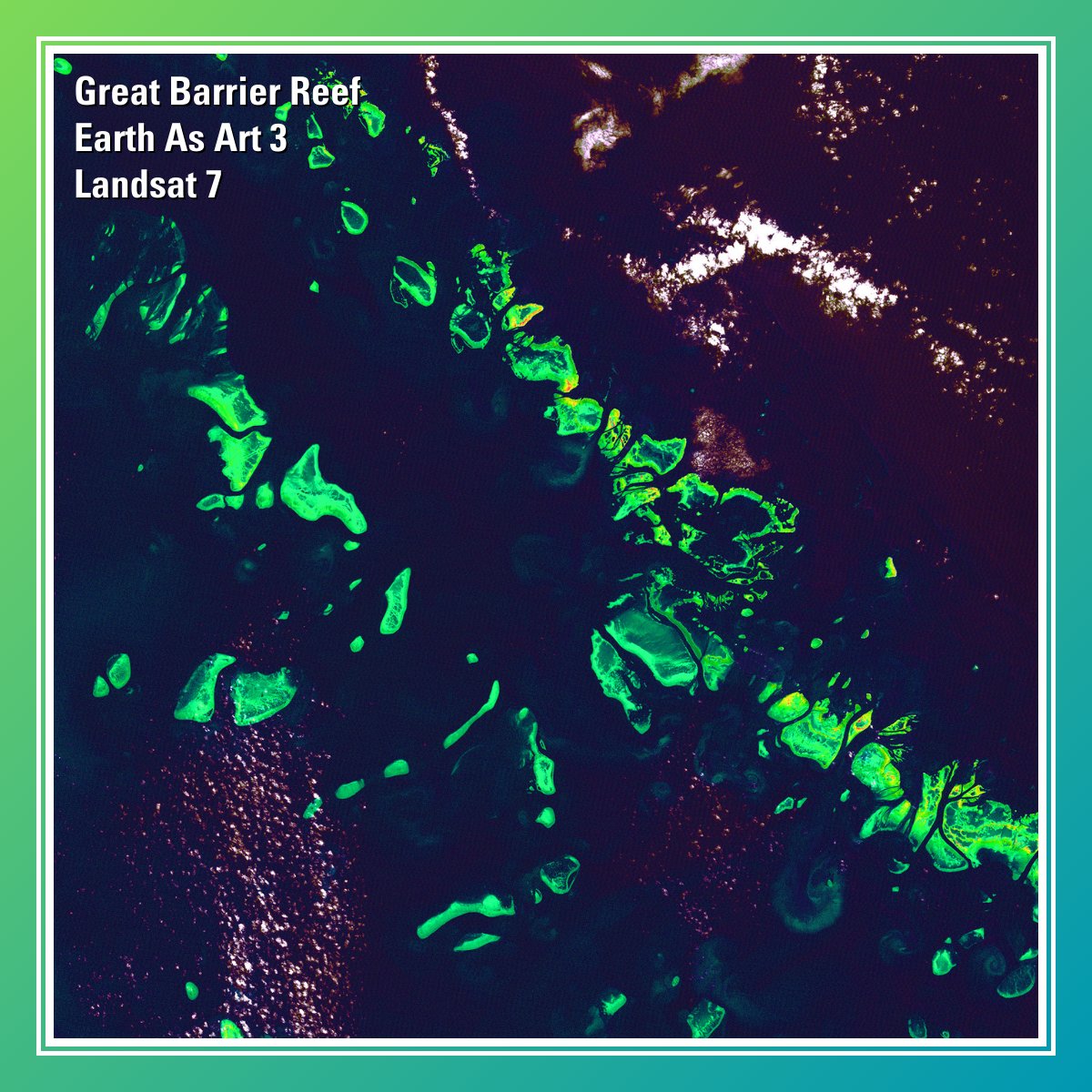 What might be mistaken for dinosaur bones being unearthed at a paleontological dig are some of the individual reefs that make up the #GreatBarrierReef. Download the image here: ow.ly/6xl250S4wG2.

#EarthAsArt #WorldReefAwarenessDay