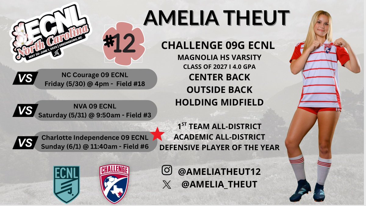 AmeliaTheut2027 (@amelia_theut) on Twitter photo Last game of the weekend! Come watch us play! Thanks to the 120+ coaches who have already made it to see us! #ECNLNC <a href="/ECNLgirls/">ECNL Girls</a> <a href="/Challenge09ECNL/">Challenge 09 ECNL</a> <a href="/ChallengeSoccer/">Challenge Soccer Club</a> <a href="/TheSoccerWire/">SoccerWire</a> <a href="/TopDrawerSoccer/">TopDrawerSoccer</a> <a href="/PrepSoccer/">Prep Soccer ⚽️</a> <a href="/PrepSoccerTX/">Prep Soccer Texas</a> Last game of the weekend! Come watch us play! Thanks to the 120+ coaches who have already made it to see us! #ECNLNC <a href="/ECNLgirls/">ECNL Girls</a> <a href="/Challenge09ECNL/">Challenge 09 ECNL</a> <a href="/ChallengeSoccer/">Challenge Soccer Club</a> <a href="/TheSoccerWire/">SoccerWire</a> <a href="/TopDrawerSoccer/">TopDrawerSoccer</a> <a href="/PrepSoccer/">Prep Soccer ⚽️</a> <a href="/PrepSoccerTX/">Prep Soccer Texas</a>