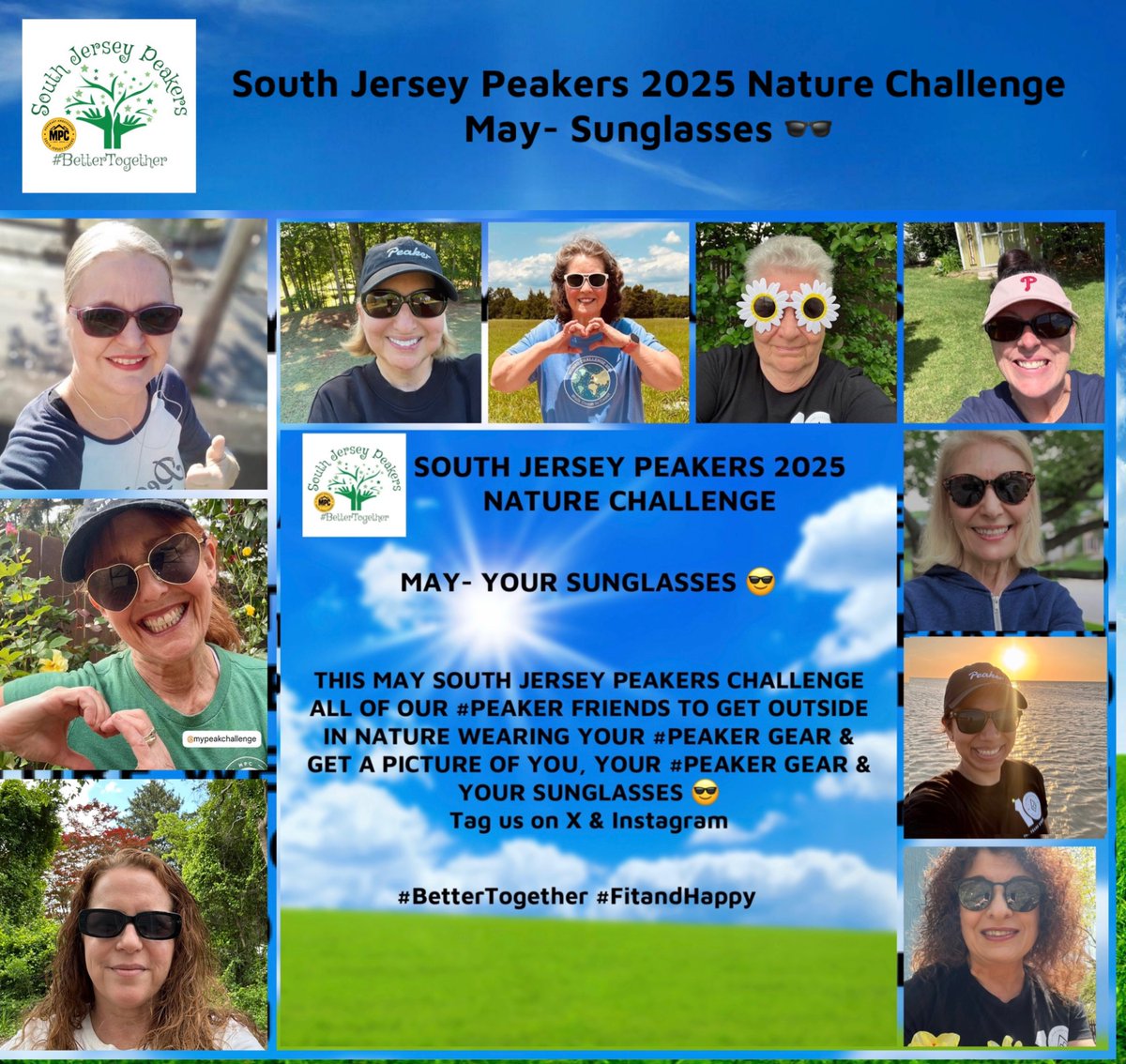 Well done in May #Peakers!! Thank you to everyone who joined South Jersey Peakers for our May Sunglasses 🕶️ Nature Challenge.
#BetterTogether #FitandHappy