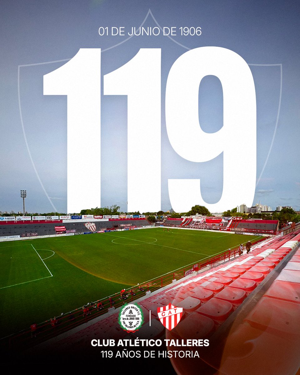 ClubTalleresOk's tweet photo. ¡𝐅𝐞𝐥𝐢𝐳 𝐚𝐧𝐢𝐯𝐞𝐫𝐬𝐚𝐫𝐢𝐨 𝐚𝐥 𝐜𝐥𝐮𝐛 𝐝𝐞 𝐧𝐮𝐞𝐬𝐭𝐫𝐚𝐬 𝐯𝐢𝐝𝐚𝐬!❤️🤍

Felices 119 años de amarte con locura 🙌🏽

🇦🇹 https://t.co/VVpL5p5vLS