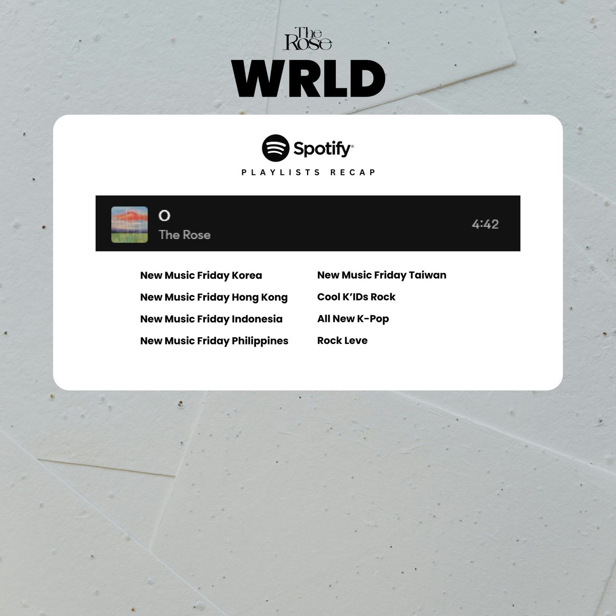 [WRLD]

The Rose – Cool K’IDs Rock (<a href="/Spotify/">Spotify</a>)

Listen Now: open.spotify.com/playlist/37i9d…

#TheRose #더로즈 #WRLD