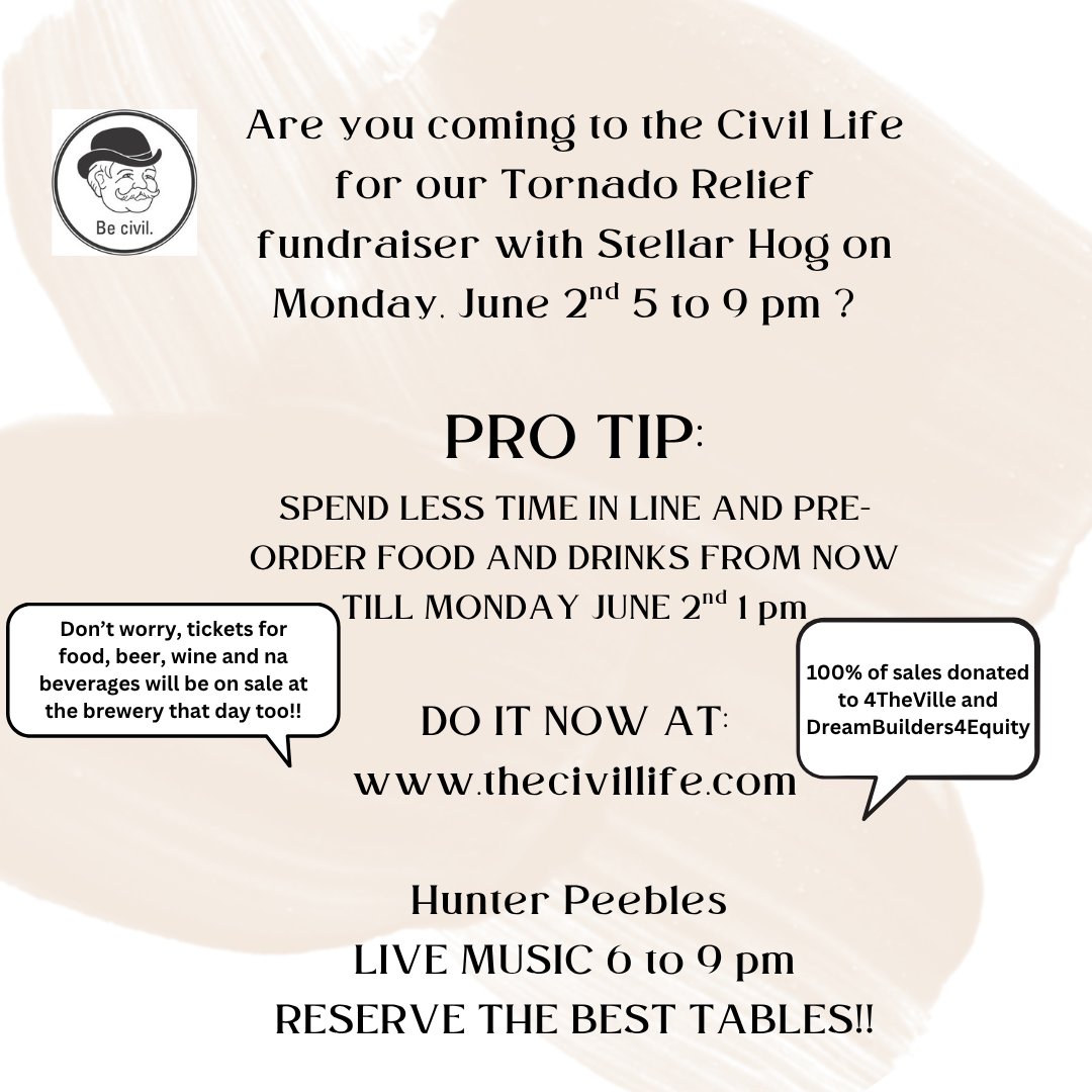 Pre-order if you can!  100% of sales are being donated. Let's show St. Louis what two strong small businesses with loyal customers can do!  Head to thecivillife.com We'll have tickets available for sale that day too but this helps us plan!