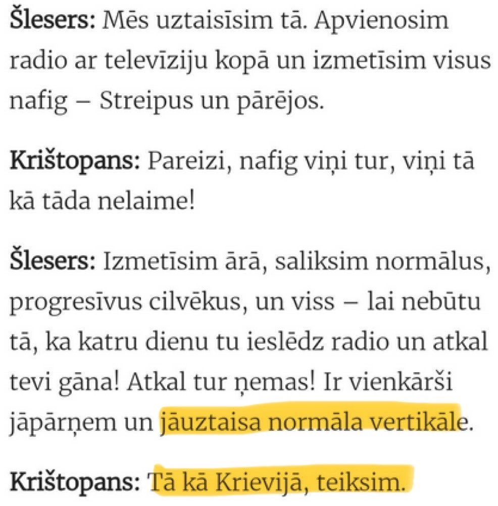 ❗️ Buldozers sapņo par tādām varas vertikālēm un izsaimniekošanu kā Krievijā.❗️
Tas ir prātam neaptverami, ka šāds scenārijs var potenciāli atkārtoties. 
Mēs to nedrīkstam pieļaut! 

👀 Atsvaidzini atmiņu, iepazīstoties ar Rīdzenes sarunu izvilkumiem: ir.lv/rubrika/analiz…