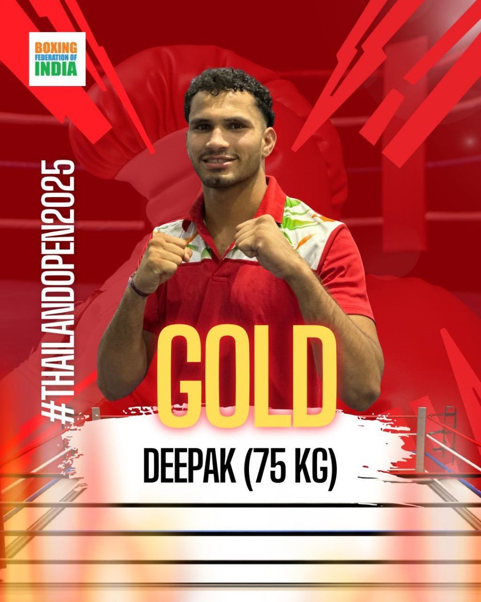 ddnewsSrinagar's tweet photo. Golden Boys of 🇮🇳!

They weren’t national champs, but that didn’t stop them. With little international exposure, they punched above their weight to win 8 medals, including 2🥇at the Thailand Open. 🇮🇳

🥇Deepak (75 Kg)
🥇Naman Tanwar (90Kg)

#boxing #ThailandOpen2025 https://t.co/gD9vcC5Vl3