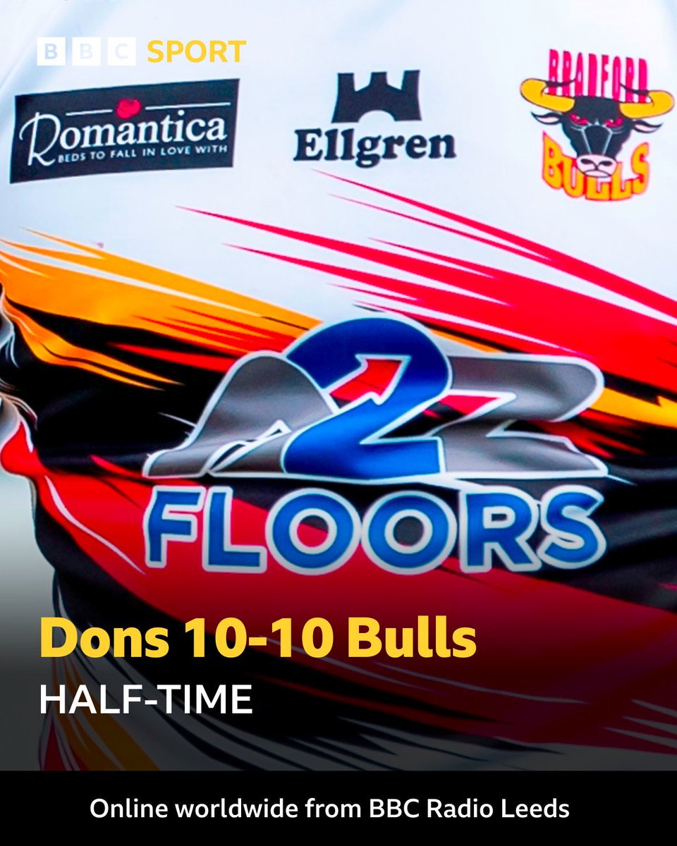 BBC Sport West Yorkshire (@bbcwys) on Twitter photo β± HALF-TIME!
π Doncaster 10-10 <a href="/OfficialBullsRL/">Bradford Bulls</a>
π Hear second half commentary from Tim Steere & <a href="/mattbramald1/">Matt Bramald</a>
π Online worldwide from <a href="/BBCLeeds/">BBC Leeds</a> on all connected devices
π§ tinyurl.com/3zbdfksn
#BBCRL β± HALF-TIME!
π Doncaster 10-10 <a href="/OfficialBullsRL/">Bradford Bulls</a>
π Hear second half commentary from Tim Steere & <a href="/mattbramald1/">Matt Bramald</a>
π Online worldwide from <a href="/BBCLeeds/">BBC Leeds</a> on all connected devices
π§ tinyurl.com/3zbdfksn
#BBCRL