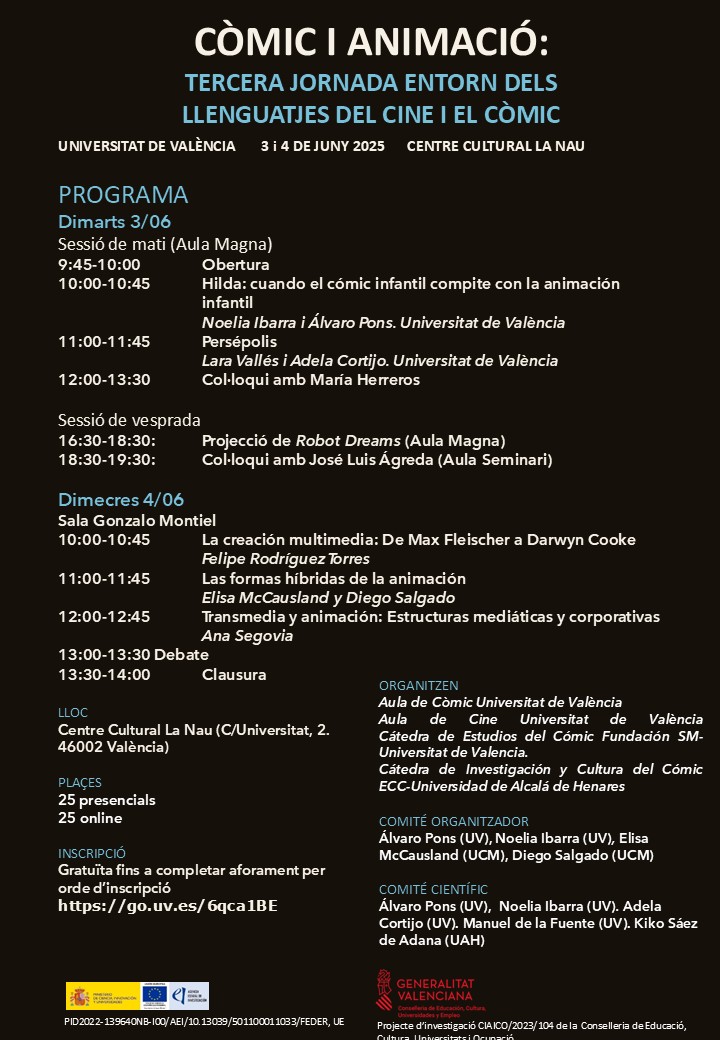 Encara queden places per a les jornades de Còmic i animació que se celebren aquesta setmana en @lanauuv!
go.uv.es/6qca1BE